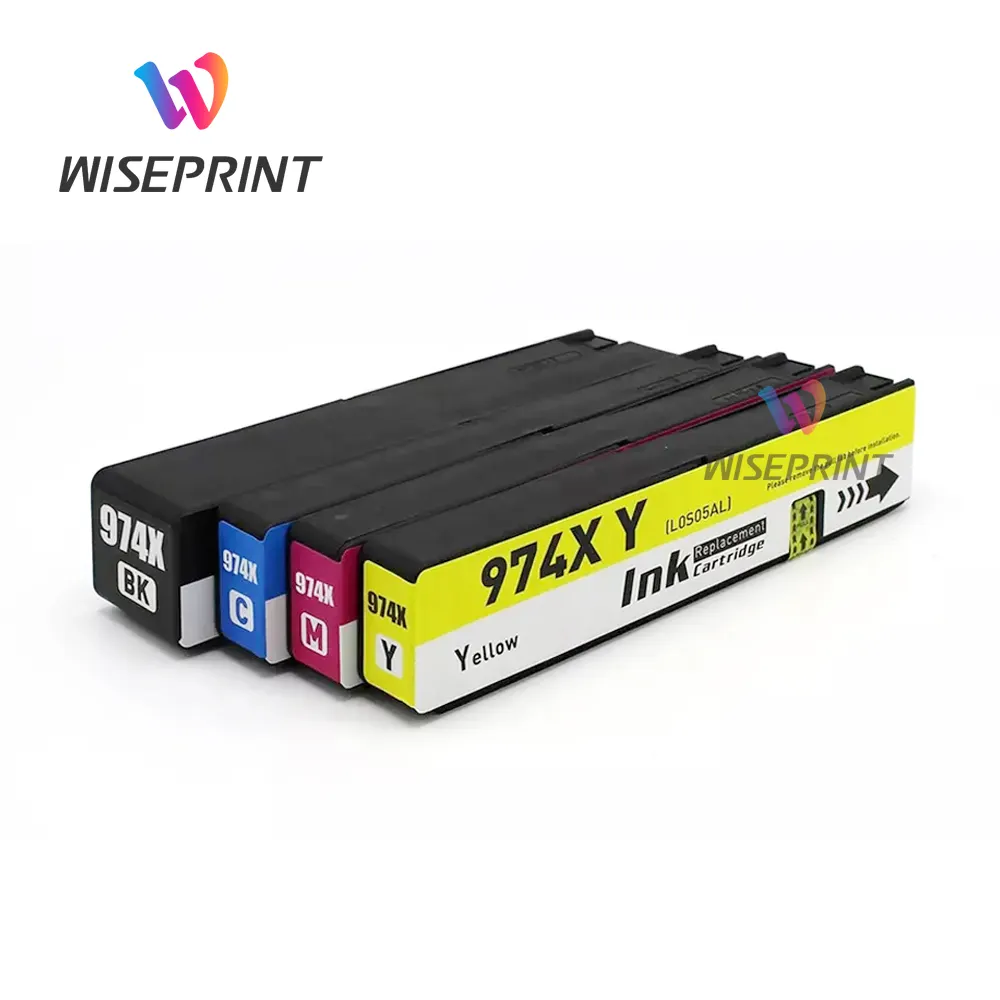 Wiseprint 높은 수율 호환 HP 974 974A 974X 974XL 컬러 잉크 카트리지 HP974 wide wide 352dw 377dw 452dw 477dw 552dw