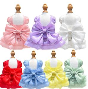 पालतू शादी की पोशाक कुत्ते के कपड़े वसंत गर्मियों के छोटे कुत्ते कुत्ते बिल्ली के लिए धनुष स्कर्ट कपड़े - Product Image 5