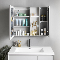 Meuble de salle de bain imperméable blanc armoires de salle de bain armoire de rangement en bois massif avec lavabo