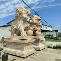 Sculpture de lion en marbre traditionnelle 3D sculptée et gravée, grande taille, en pierre naturelle, pour l'extérieur, Feng Shui, marque Xintuo, vente chaude