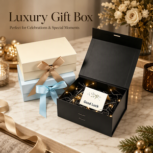 Caja de Regalo Magnética con Logotipo Personalizado, Caja de Cartón Plegable en Forma de Libro con Cinta de Lámina Dorada y Lazo, para Bodas y Navidad - Product Image 2