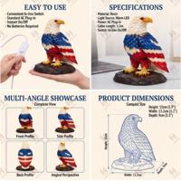 Lámpara de Mesa Patriótica con Forma de Águila Americana, Lámpara Nocturna de Resina Roja y Azul, Lámpara de Escritorio con Forma de Animal para Oficina, Decoración del Hogar, Regalo