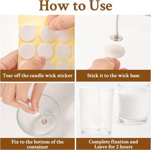 Autocollants pour mèches de bougies, résistants à la chaleur, adhésifs double face avec languette de levage, points de colle anti-déplacement pour la fabrication de bougies DIY - Product Image 3