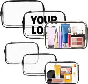 Sac de toilette transparent personnalisé, sacs de toilette imperméables, sacs de maquillage en PVC, étui organisateur avec fermeture éclair pour les voyages et la salle de bain - Product Image 1