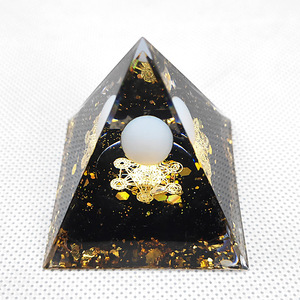 <b>Crystal</b> Epoxy Pyramid Resin Ornament White <b>Ball</b> Obsidian Internal Engraving Home Decoration Desktop Decor - Product Image 3