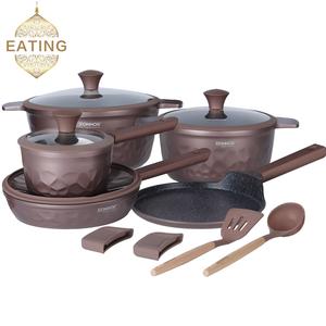 Set di Pentole Ecologico da 13 Pezzi con Rivestimento in Granito per Uso Domestico, Pentola Pesante 16cm, Casseruola 24/28cm, Padella 24cm, Teglia per Pizza - Product Image 3