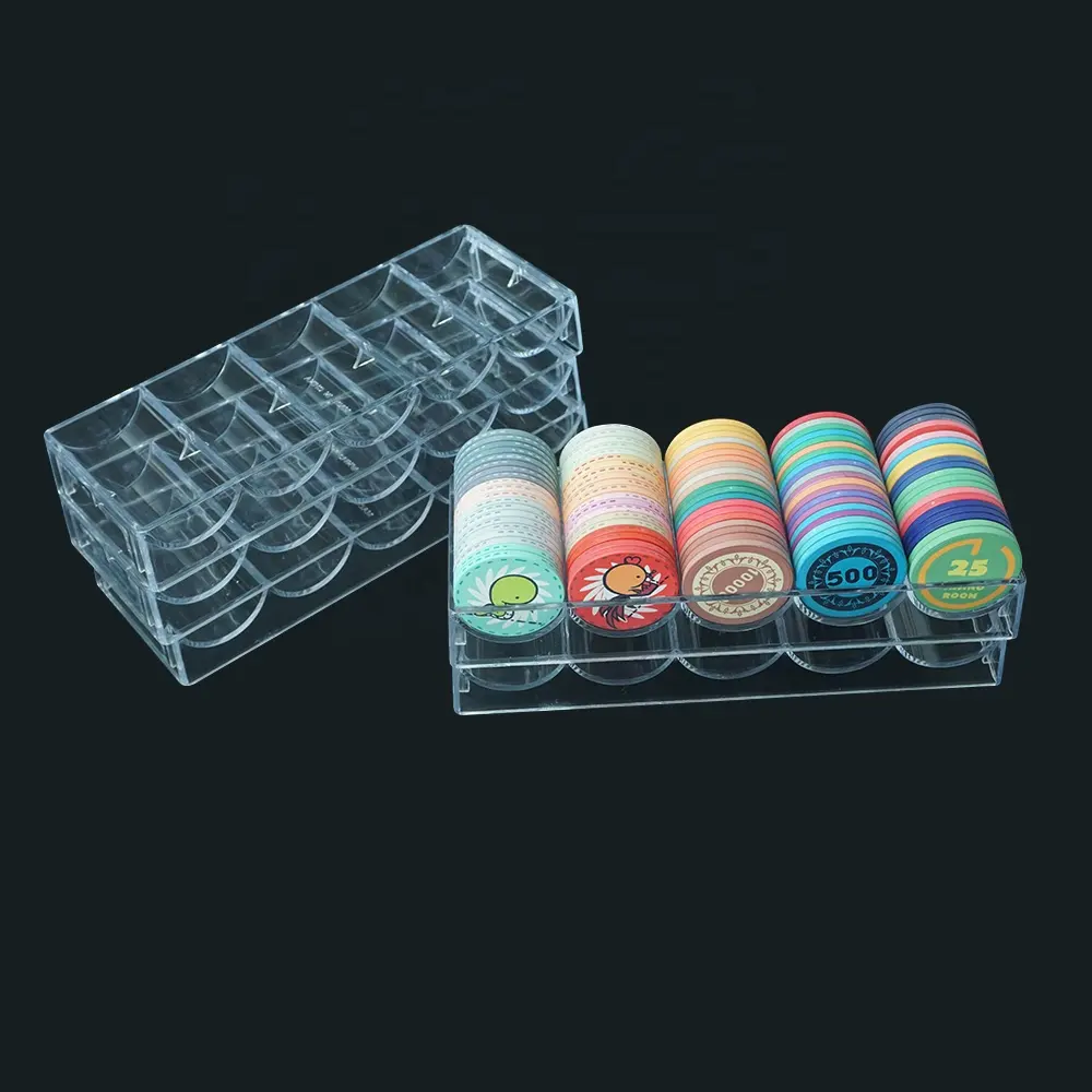 Профессиональная Заводская прозрачная акриловая подставка для покерных чипов маленькая стойка без крышки может вмещать 100 карат 40 мм покерные чипы для казино игр