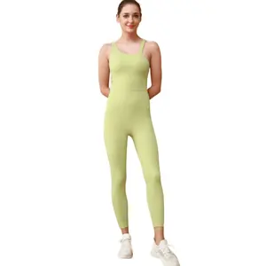 LOGOTIPO personalizado Mulheres Tanque Macacão Ginásio Fitness Yoga Wear Macacão Mulheres Jogging Desgaste One Piece Stretch Macacão Mulheres 2023