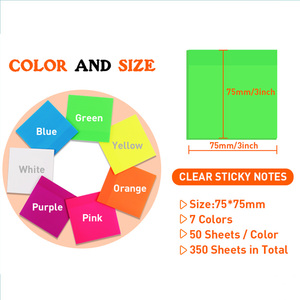 Foska 50 feuilles/paquet, 350 feuilles au total, notes autocollantes transparentes pour l'écriture avec des marqueurs à base d'huile, des stylos à bille, des crayons - Product Image 2