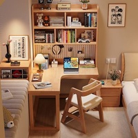 Bureau d'ordinateur moderne minimaliste en bois massif avec étagère d'angle en forme de L et panneau perforé pour chambre et bureau