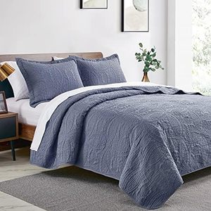 Set di trapunte con motivo a gettone in stile moderno in stile Love soffice <span class=keywords><strong>copriletto</strong></span> in microfibra <span class=keywords><strong>blu</strong></span> per letto matrimoniale per tutta la stagione 3 pezzo 1 trapunta 2 - Product Image 2