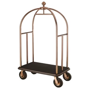 Acier inoxydable Hôtel Luxe Couronne Pliable Bellboy <span class=keywords><strong>Chariot</strong></span> Rack Concierge Cage À Oiseaux Brouette Bagages Bellman <span class=keywords><strong>Chariot</strong></span> Chariots À Bagages - Product Image 5