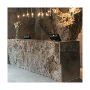 Mueble de Recepción Comercial de Mármol Travertino Natural de Forma Irregular Personalizado de Diseño Moderno para Salón o Tienda - Product Image 3