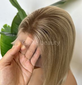 شعر مستعار أسود أشقر بدون صمغ جذر دانتيل قصير بوب شعر بشري أصلي أوربي شعر مستعار ببشرة دانتيل محاذى بالجلد للنساء - Product Image 3