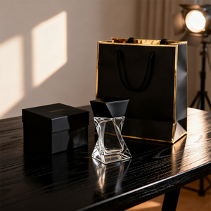 Flacons de parfum en <span class=keywords><strong>verre</strong></span> transparent torsadé de 30 ml avec bouchon noir mat – Mini flacons de parfum vides en gros - Product Image 1