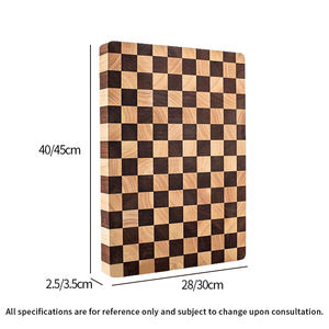 Grande planche à découper en acacia à carreaux avec rainures pour les jus et poignées, planche à découper en bois, plateau de service type bloc de <span class=keywords><strong>boucher</strong></span> - Product Image 3