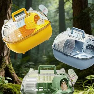 Double Layer Hamster Cage With Cat Head Transparent Oval Plastic Carrier For Outdoor Use Golden Hamster Home - Product Image 1
