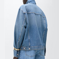 Veste en jean délavé unisexe décontractée coupe classique 100 % coton