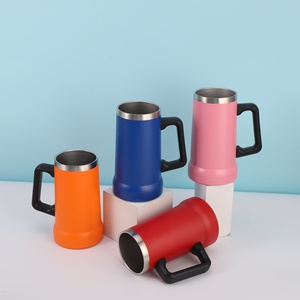 Chope à bière en acier inoxydable à double paroi de 24oz avec poignée Style brésilien de grande capacité pour les fêtes chaudes ou froides - Product Image 2