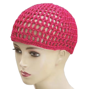 Filet à cheveux en maille pour femmes, bonnet en crochet, bonnet en tricot rayonne, épais et court, couverture de nuit Turbans, accessoires pour outils de coiffure - Product Image 1