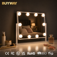 Miroir de maquillage rectangulaire blanc Hollywood avec éclairage, 10 ampoules LED, miroir lumineux, 46 cm, 3 modes de couleur, rotation à 360°