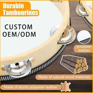 Tambourin éducatif résistant à l'eau avec logo personnalisé, fabriqué en Chine - Plaques de cloche galvanisées 4,6/8/10 pouces en bois pour mariage - Product Image 6