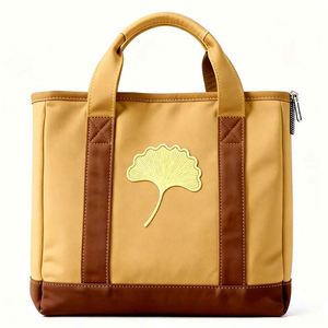 Bolsa de Lona con Ribete en Contraste y Bordado Floral para Mujer, Ideal para Compras Diarias o Regalos - Product Image 6