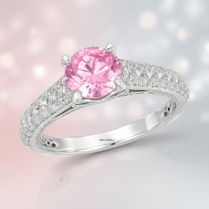 Luxury Round Cut Pink Tourmaline Gemstone Wedding <b>Ring</b> Party 10K 14K 18K Gold 925 935 Silver Rhodium Plated Fine Jewelry - Product Image 3