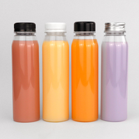 Herbruikbare PET-flessen voor sap & thee, 300ml, met schroefdop en bedrukt logo-etiket