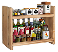 Grand étagère à épices en bois à 2 niveaux, organisateur de comptoir, rangement pour cuisine et salle de bain, présentoir de cosmétiques