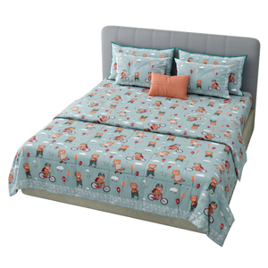Cotton Bedding <b>Set</b> Printed Cartoon Bear Pattern <b>Comforter</b> Quilt Cover Pillowcases 1.8m All Season Home Use 4Pcs - Product Image 1