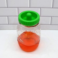 Tapa abatible de tarro de cristal de 86mm de boca ancha sin BPA, tapa de pico fácil de verter con asa para café frío, té helado