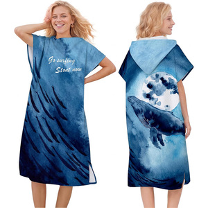 Toalla de playa con capucha de secado rápido, con estampado de palmeras, estilo europeo-americano, para uso transfronterizo, ideal para el verano y la playa, talla grande. - Product Image 1