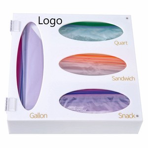 Acrylic ziplock bag storage organizer white Food Storage Bag Holder for Kitchen Drawer or Wall Mount