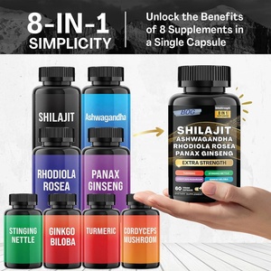 Gmp nhà máy 8 trong 1 phức tạp tự nhiên shilajit viên nang nhân sâm 1500mg Ashwagandha 2000mg Rhodiola Rosea 1000mg - Product Image 3
