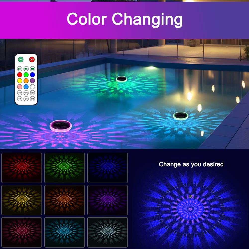 Pool Decoration Lights Led RGBW Submersible Floating Solar Pool Lights for Swimming Pool