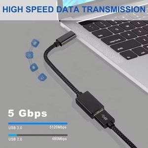Wholesale Braided <b>USB</b> <b>Type</b> <b>C</b> Male <b>to</b> <b>USB</b> 3.0 Female OTG Cable <b>Adapter</b> Compatible With Phone Laptop Tablet - Product Image 5