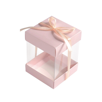 Vente flash - Mini boîte cadeau transparente carrée, petite boîte à gâteau transparente avec nœud