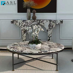 Mesa de Centro Redonda de Mármol Calacatta Viola con Estructura Metálica, Diseño Moderno <span class=keywords><strong>2022</strong></span> - Product Image 3