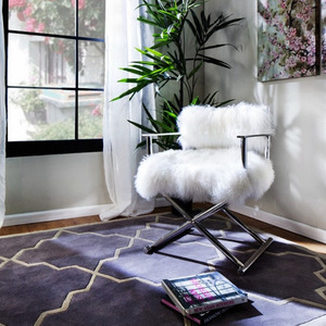 كرسي أريكة عصري فاخر من الفولاذ المقاوم للصدأ مع فرو صناعي لغرف المعيشة في الشقق الصغيرة - Product Image 4