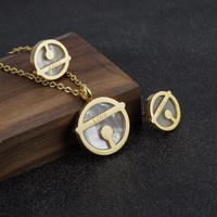 Conjunto de Joyería de Acero Inoxidable para Mujer, Diseño Clásico y Único con Zirconia en Forma de Corazón, Chapado en Oro, Collar, Aretes y Anillo
