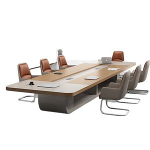 Mesa de conferencias Sheng Yu Mk-111, moderna y larga, para oficina, negociaciones, reuniones y capacitación, con diseño de paneles en tiras. - Product Image 4