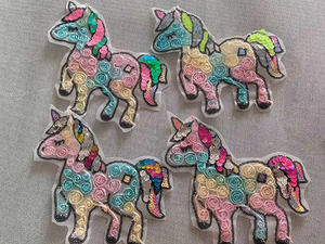 Applicazioni Moda con Ricamo 3D di Animali, Patch in Organza con Paillettes da Cucire per Abiti da Bambina, Motivo in <span class=keywords><strong>Pizzo</strong></span> - Product Image 5