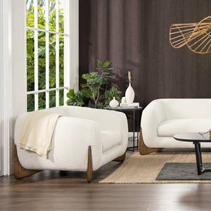 كرسي بذراع استرخاء أبيض بنمط اسكندنافي حديث منجد على الطراز الاسكندنافي - Product Image 3