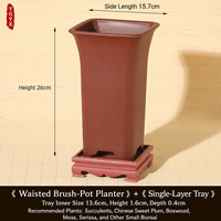 Pot Bunga Resin Persegi 15.7cm dengan Banyak Lubang Drainase Ramah Lingkungan Gaya Cina Sederhana untuk Penggunaan di Meja Taman dengan Anggrek Bonsai.