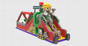 Course d'obstacles gonflable jeu de saut plein d'entrain course de défi de qualité commerciale pour enfants et adultes - Product Image 5
