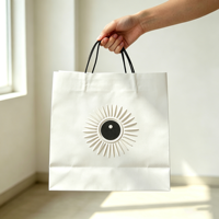 Sacs shopping en papier kraft personnalisés avec logo pour restaurants, vente en gros, poignées imprimées acceptées pour l'emballage alimentaire et la promotion