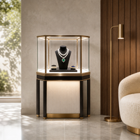 Vitrine à bijoux en verre incurvé avec éclairage LED, comptoir d'exposition sur mesure pour boutiques, centres commerciaux et magasins de détail