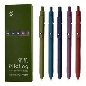 Paquete de 5 Bolígrafos de Tinta Negra Japonesa de Alta Gama, Punta Fina de 0.5 mm, Diseño Geométrico Deformado, Color Personalizado, Promocionales - Product Image 1