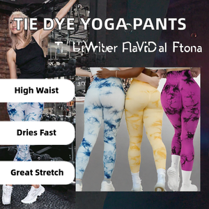 Custom Logo Tie Dye Gym Leggings Women High Waist Tummy Control Seamless Workout Yoga <b>Pants</b> Activewear <b>Butt</b> <b>Lift</b> Fitness Legging - Product Image 2